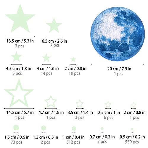 Glow In The Dark Stars For Ceiling,Glow In The Dark Stars And Moon Wall Decals, 1108 Pcs Ceiling Stars Glow In The Dark Kids Wall Decors, Perfect For Kids Nursery Bedroom Living Room(Sky Blue) (Sky Blue) #TOP2