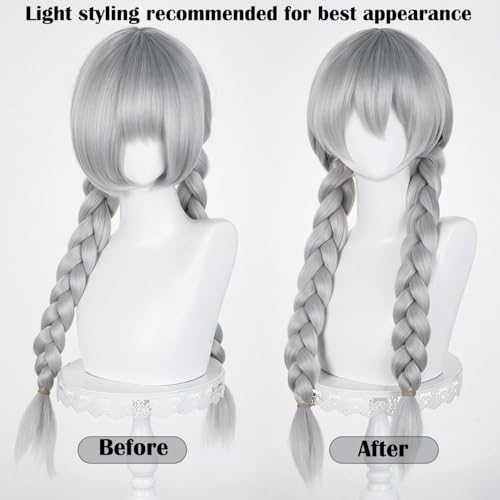 Image of LABEAUTE Unsex Cosplay Wig for Men Woman for Short Straight Cosplay Wig with Bangs for Anime Heat Resistant Hair for Party and Halloween (gray)