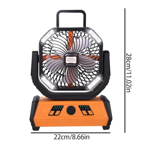 Ventilador de camping portátil con luz LED para noches perfectas al aire libre 6