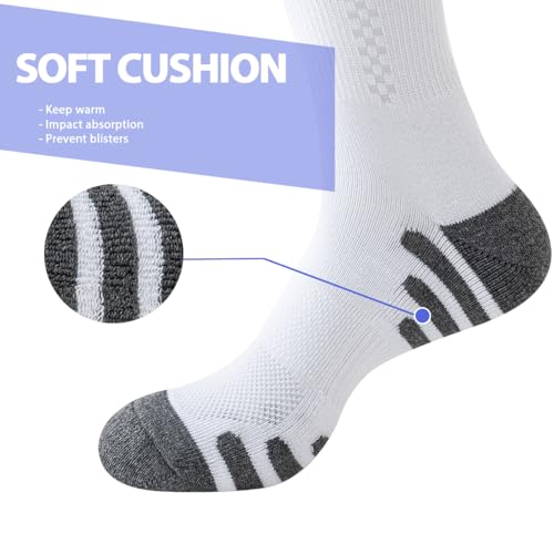 JOYNÉE 8 Pairs Mens Crew Athletic Work Long Socks Calf Cushioned Socks for Sports Running Workout Gym3