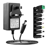Universal 12V 3A Power Supply Cable AC Adapter with 8 DC Plug Connectors 100-240V 50-60Hz 36W Charger to DC 12Volt 3Amps Power Cord 12V 2.5A 2A 1.5A 1A 800mA 500mA for Household Electronics Camera