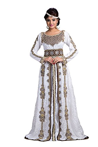 Vestido kaftan de boda holgado mujer blanco para máxima comodidad