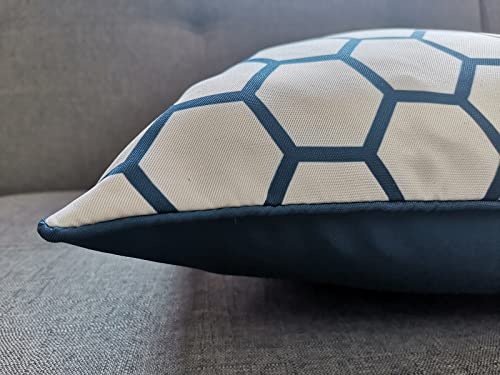 Aitliving Throw Pillow Cover Decorative Couch Pillowcase Accent Carra 12X24 Hexagon Geometric Honeycomb Navy Blue Trellis Mesh Lattice Cushion Shell Print Polycotton Navy Blue Piping 30X60Cm Sofa Bed #TOP4