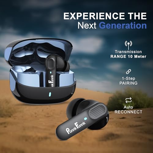 Image of PunnkFunnk BeatXtra Pro | Bluetooth 5.3 Wireless Earbuds | 40H Playtime | 32dB ANC & Quad ENC Mics | 13mm Drivers | 4D Panoramic Audio | Game /Music Mode | IPX5(Black)