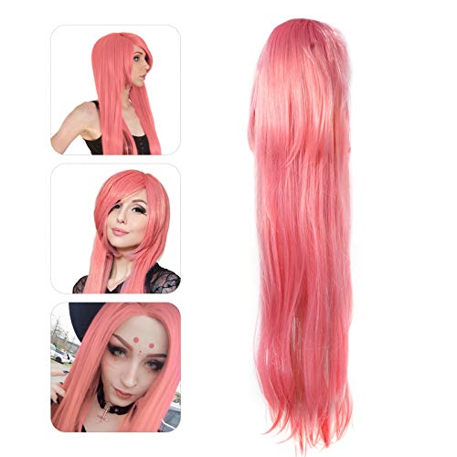PIXNOR Peruca Cosplay Longa Com Franja Peruca Reta Sintética Halloween Peruca de Cabelo Comprido par