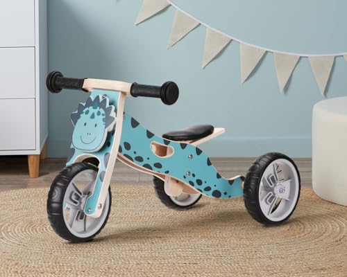 Baby Balance Bike - 2-in-1Wooden Trike for Toddler Easy Converts to Balance Bike - Lightweight Toddler Tricycle for 18 Months +, Padded Adjustable Seat - Puncture Proof Wheels - Dinosaur Design - Image 3