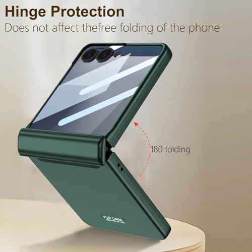 Image of Kapa Ultra Thin Back Cover for Galaxy Z Flip7 / Z Flip 7 | with [Magnetic Hinge Protection] and Inbuilt Glass Window Protection (Green)
