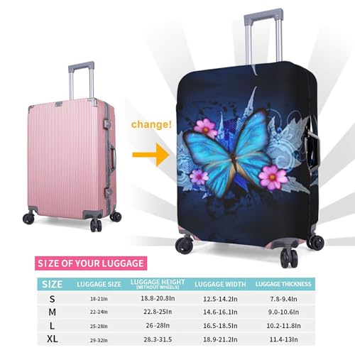 Housse valise pliable imprimé papillon blanc bagage taille M - 6