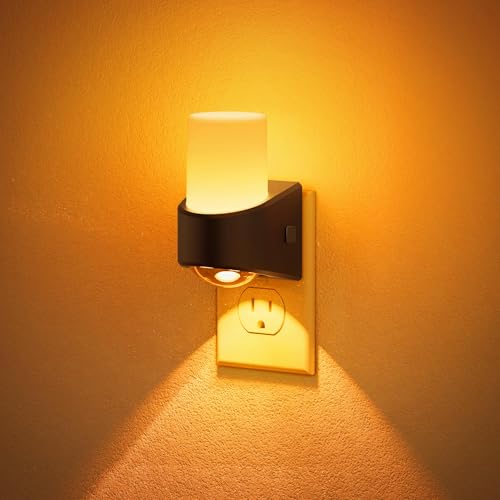 Image of JandCase Amber Night Lights Plug into Wall, Decorative Night Light with Dusk to Dawn Sensor, Adjustable Brightness, Amber Nightlight Plug in for Kids, Bathroom, Hallway, Bedroom, Stairway