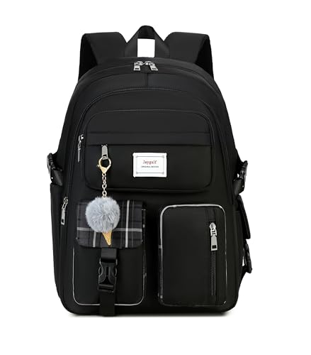 Girls School Backpack Cute Book Bag for Teenagers College Laptop Backpack Black