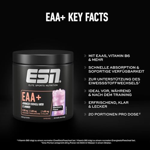 ESN EAA+, Blackberry, 400 g, allen 9 EAAs & Vitamin B6 – Ansicht 3