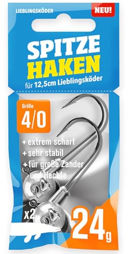 Lieblingsköder Spitze Haken Gr. 4/0 Jigköpfe - 2 Jighaken, Gewicht:24g