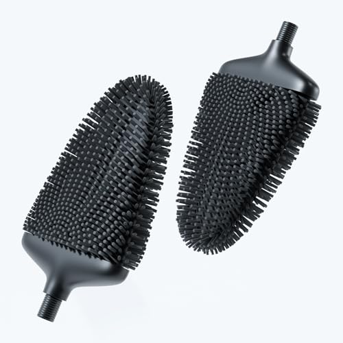 SAVEGA - Silikon Klobürste mit flachem und biegsamem Kopf - Toilettenbürste aus Silikon mit schnell trocknendem Halter - Moderne WC Bürste für die Wandmontage ohne Bohren (Ersatz Schwarz)