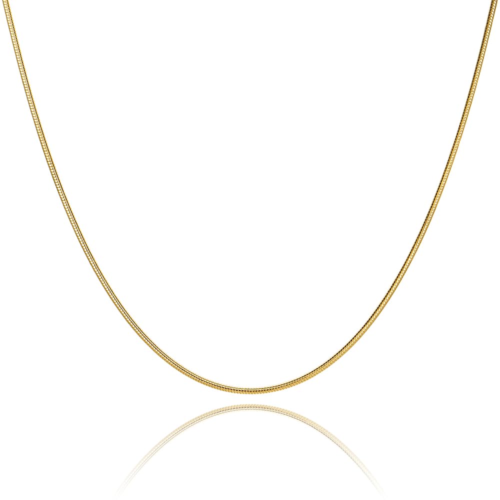 MIORE Collier Femme, Collier Femme Argent, Argent Sterling 925 Plaqué Or 18 Carats, Maille Serpent, Longueur 45cm, Fermoir Mousqueton, Fabriqué en Italie, Avec Boite a Bijoux