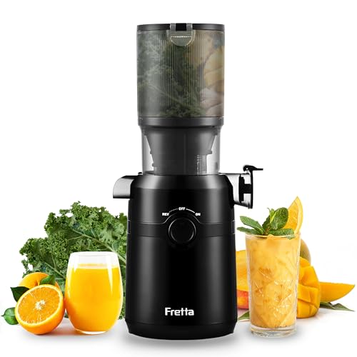 Extracteur de Jus, Fretta Extracteur de Jus de Fruits et Légumes Entiers, Grande Ouverture de 108mm Slow Juicer, Pression à Froid,...