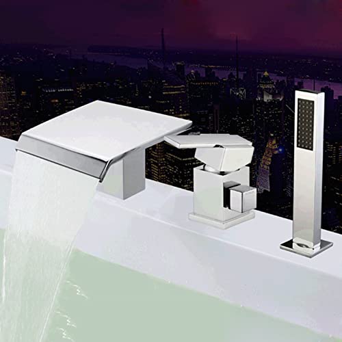 Mitigeur de bain 3 trous montage sur pont avec douche à main intégrée - 4