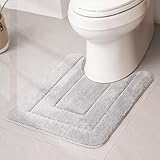 GRANNY SAYS Bathroom Toilet Rugs U Shaped, Bath Mats for Bathroom, Shower Room Rugs Non Slip Washable, Absorbent Microfiber Toilet Mat, Soft Plush Shaggy Bath Carpet, 20' x 24', Gray
