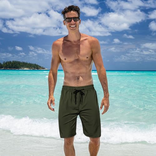 Image of Mens Swim Trunks with Compression Liner 2 in 1 Quick Dry Swimming Shorts Swimwear Bathing Suits with Pockets