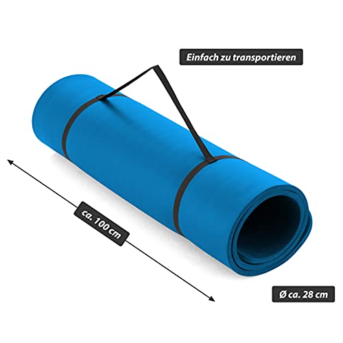 MAXXIVA Gymnastikmatte Fitnessmatte Blau Yogamatte 190x100x1,5 cm Schadstofffrei extrabreit inklusive Tragegurt