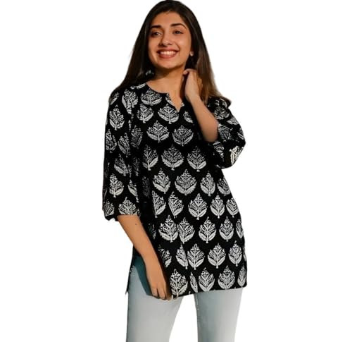 Image of Women's Short Kurti in TopsTunic Rayon Cotton Blend | Ladies Ethnic Tunic