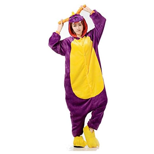 JIAWEIDAMAI Pijamas de dragón para Hombres, Adultos, Mujeres, Disfraz de Caricatura Divertido, Fiesta Festival, Mono para Halloween, S