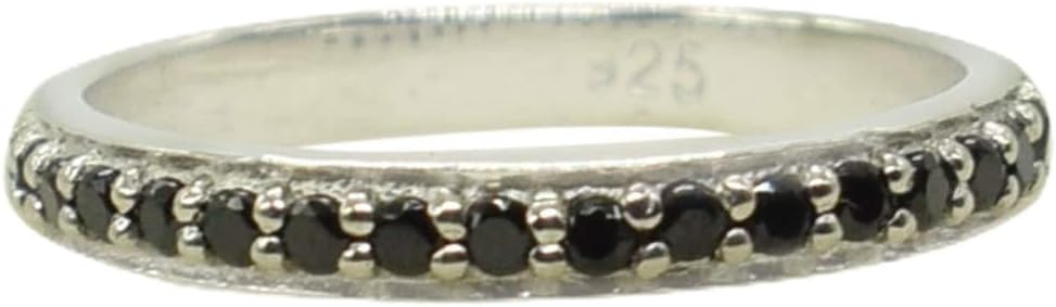 May Birthstone Black Onyx Round Faceted 925 Sterling Silver Minimalist Piece Band Ring