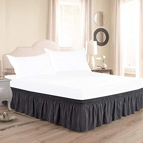 Dark Grey Bed Skirt Wrap Around 600Microfiber with Easy Fit with 21'' Inch Tailored Drop - Shrinkage and Fade Resistant with Microfiber 21'' Bed Skirt-picture-26