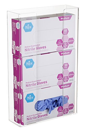 AdirMed Glove Holder for Wall Mount - Heavy Duty Glove Holder - Sturdy Glove Dispenser Used As Medical Rubber Gloves, Tissue Dispenser - Triple Box Capacity (Clear)