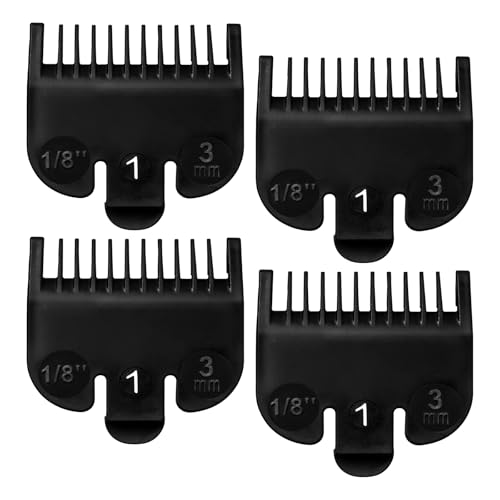 4 PCS 3114-001 Clipper Guards for Wahl, Professional Trimmer Guards for Wahl #1-1/8\"(3.0mm), Hair Clipper Guards to Cutting Hair - Black