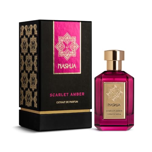 NASHJA Scarlet Amber Extrait de Parfum 100 ml – Profumo Intenso e Avvolgente, Fragranza Ambrata e Legnosa con Note di Ribes Nero, Cuoio, Rosa e Patchouli