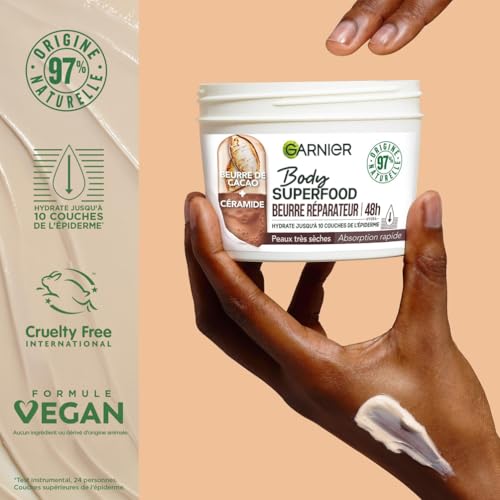 Crème Corps Peau Très Sèche Réparatrice Superfood Cacao Garnier Le Pot De 380ml - vue 8
