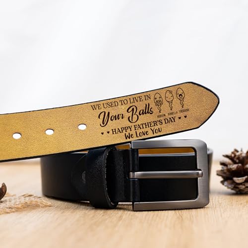 Personalized We Used To Live In Your Balls Belt, Custom Engraved Leather Belt for Father, Father's Day Gift from Son or Daughter, Adjustable Mens Belt for Husband, Thoughtful Gift for Dad, Birthday4