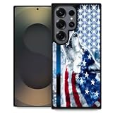Pinsheng Case Compatible with Samsung Galaxy S25 Ultra,Snow Wolf American Flag Phone Covers for Men/Women,Anti-Skid Soft Silicone Shockproof Protective Case Compatible with Samsung Galaxy S25 Ultra