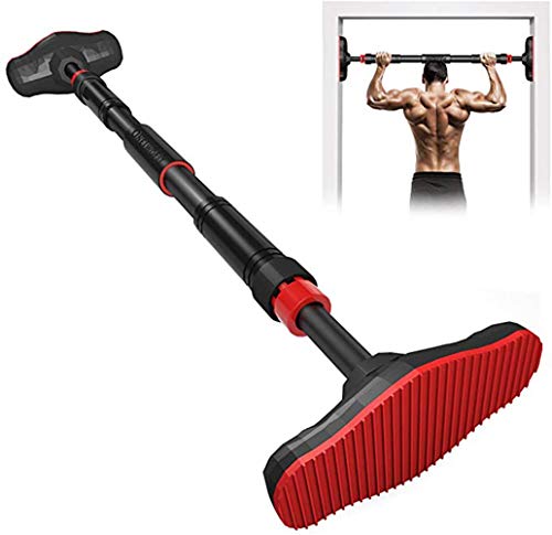 Xudrez barras de dominadas para puerta, barra de dominadas ajustable perfecto para flexiones, mentones y brazos, ejercicios de hombro, aprox. 180 kg, color rojo, tamaño 90-130cm