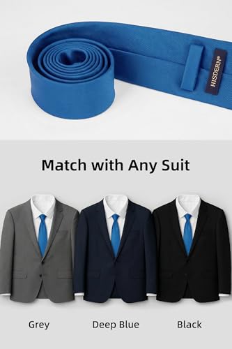Image of HISDERN Mens Ties Solid Color Ties for Men Formal Necktie with Pocket Square Set Satin Silk Neck Tie Handkerchiefs Set