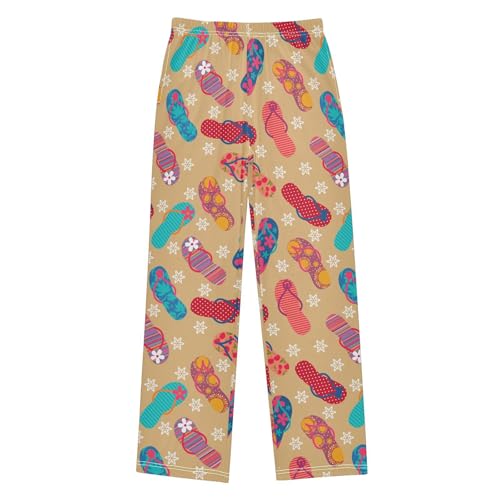 ZZXXB Flip Flops and Star Boys Long Pants Soft Trousers Elastic Waist Kids Lounge Bottoms with Pockets S-XL