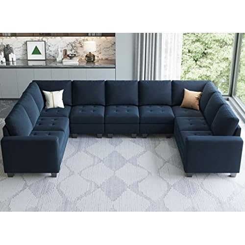 Belffin Oversized Velvet Modular 9 Seater U-Shape Sectional Sofa Set with Chaise Convertible sectional Sofa Couch Set Modular Couch Corner U Shaped Se
