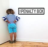 the Penalty Box vinyl Decal | 27 x 7 inches | Black Matte | Boys bedroom Hockey Wall decor - Ice rink Hockey vinyl sticker playroom Penalty box sign