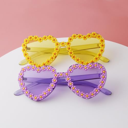 Lunettes de soleil multicolores incrustées de fleurs protection mode