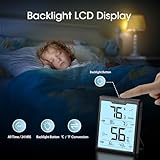 DOQAUS Digital Hygrometer Room Thermometer Indoor, Humidity Meter with Large LCD Display, Backlight Temperature Humidity Monitor with Max Min Records, Black