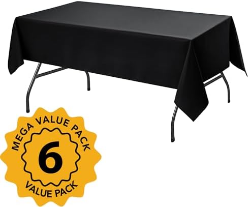 Dailyset 6-Pack Black Tablecloths for Rectangle Tables, 60 x 102 Inches - 1