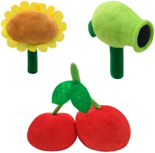 Genqiang Juguete de peluche, 3 piezas de peluches de plantas, muñeco de peluche suave, gran regalo y decoración para niños y fanáticos en fiestas de