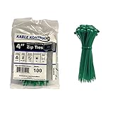 Kable Kontrol Green Zip Ties 4 Inch 100 Pcs, 18 Lbs Tensile Strength, Self-locking Nylon Colored Cab