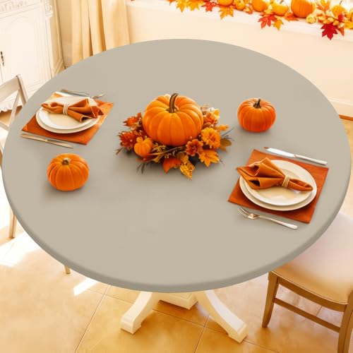 Moosfor Spandex Round Tablecloth, Fitted Table Cloth for 51"-62" Tables