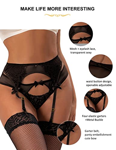 Ohmydear Women Lace Garter Belts Plus Size High Waisted Suspender Belt With 4 Metal Clips For Thigh High Stockings #TOP3