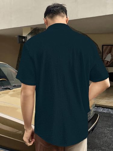 Image of GRECIILOOKS Men's Polycotton Shirt |Stylish Casual Regular Fit Shirts | Textured Half Sleeve | Slim Fit | Business & Meeting Ready (Available in Plus Size)