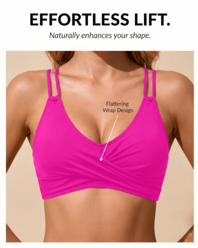 Image of Holipick Twist Front Bikini Tops for Women - Push Up Bathing Suit Top Padded Swimsuit Top