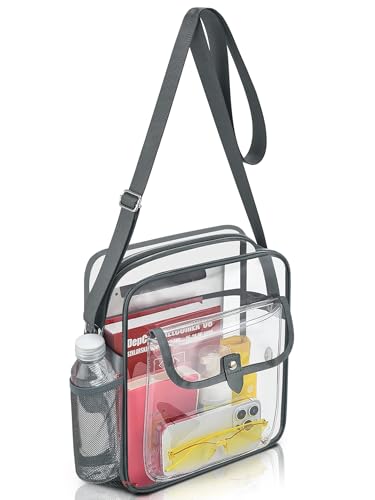 SPODEARS Clear Crossbody Bag for Stadium Events & Concerts - Adjustable Shoulder Strap Purse with 1 Bottle Holder