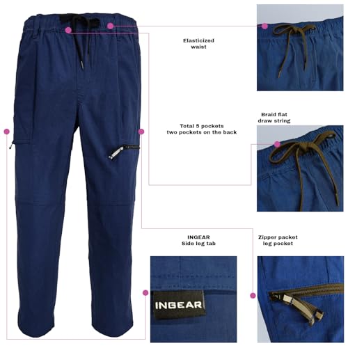 INGEAR Boys Cargo Jogger Pants, Elastic Waist, Zipper Pockets, Casual School Trousers3