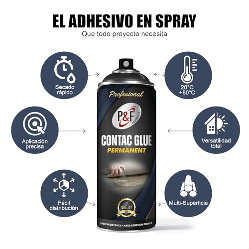 AEROSOLES P&F Extra starker Sprühkleber, transparent, Kontaktkleber mit hoher Widerstandsfähigkeit, permanenter Textilkleber, Klebt mehrere Materialien, 500 ml (500 ml)